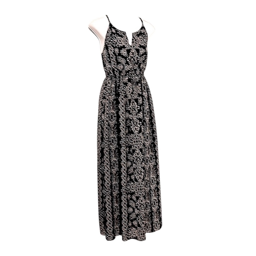 Liz Lange Women’s Bohemian Maternity Black White Sleeveless Flowy Maxi Dress XS